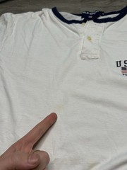 Vintage Polo Sport Ralph Lauren Shirt XL Henley Long Sleeve USA Flag 90s