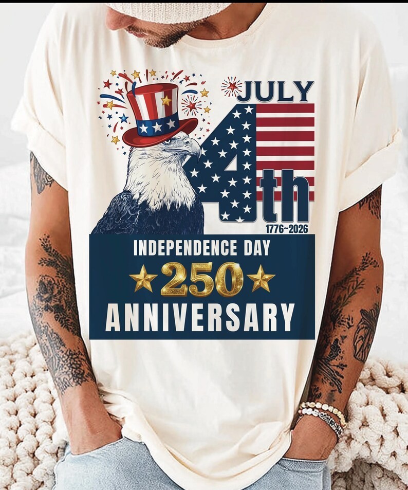 4th Of July T-Shirt, USA 250th Anniversary Graphic Tee, Uncle Sam Hat gallery
