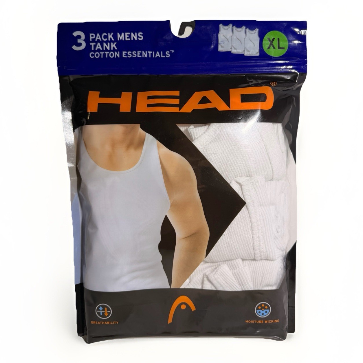 New Head Men 3 Pack Modern Fit Cotton Essentials White Tank Tops Sizes M, L, XL gallery