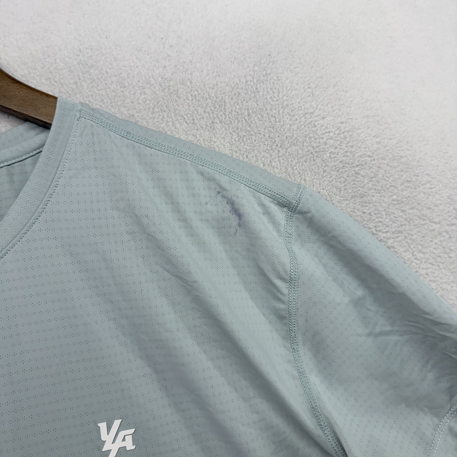 Youngla Shirt Men's XL Blue Compression Workout Spellout Athletic Gym Muscle gallery