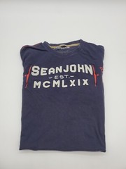 Sean John Large Blue Graphics Men Patch Logo Men Shirt.#47376