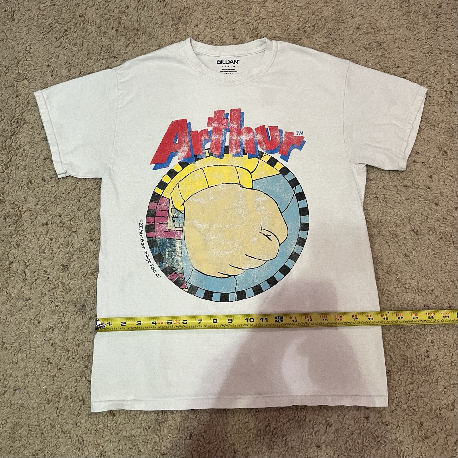 Vintage 2001 Arthur Fist T-shirt Medium Cartoon Tv Show Meme White Grahpic Tee. gallery