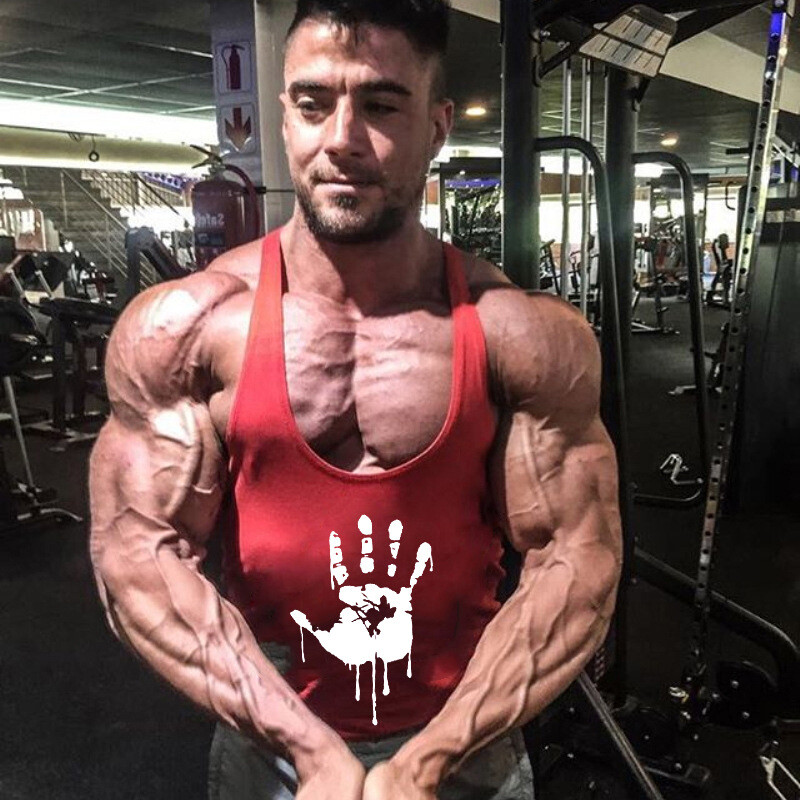 New Hand Design Athletic Men Gym Workout Fitness Stringer Men's Sleeveless gallery