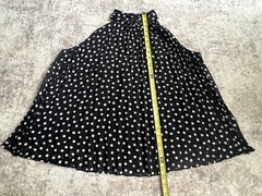 Karllagerfeld Blouse Women Medium Pleated Shirt Black White Polka Dot Top