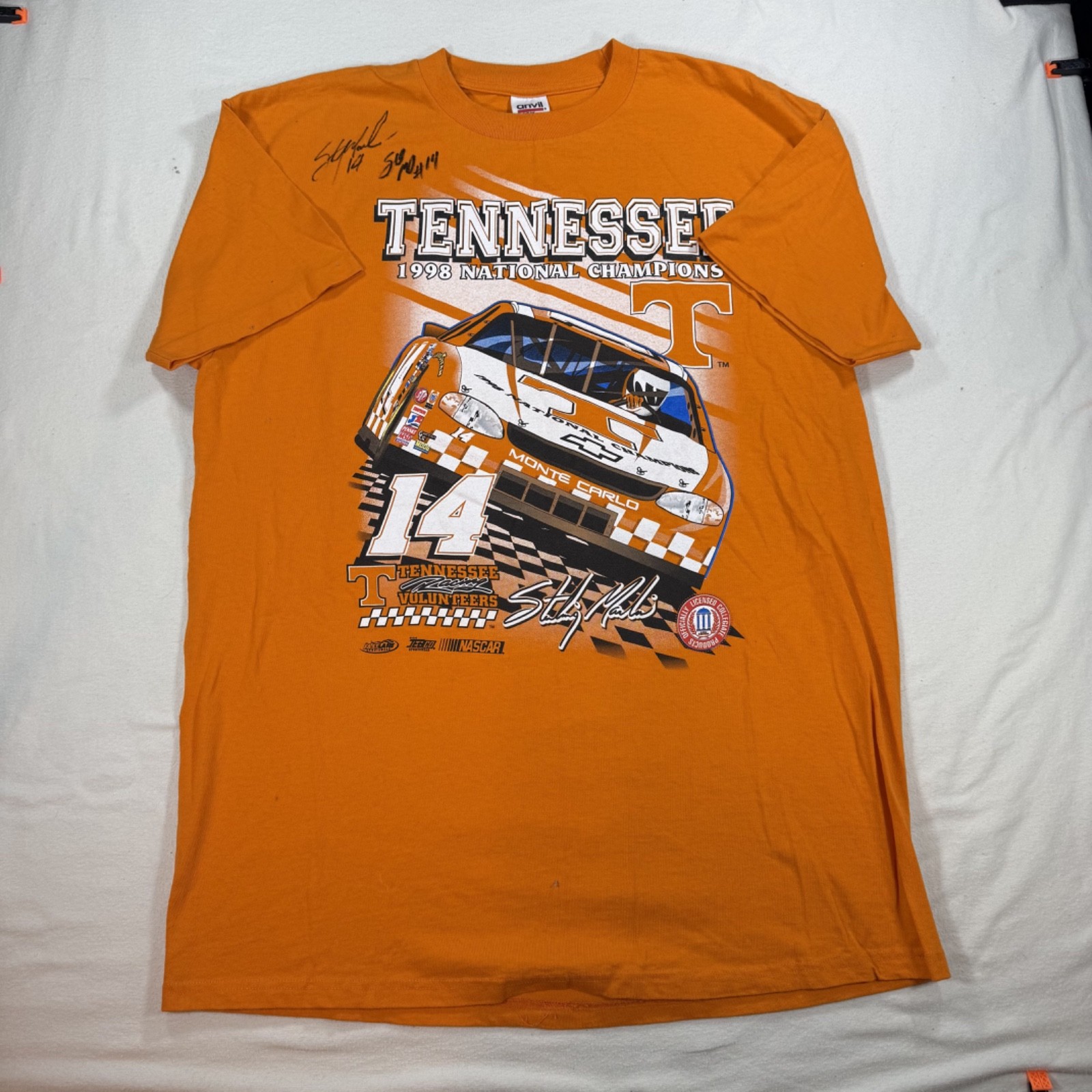 vintage 1998 Tennessee National Champs Sterlin Marlin T shirt Signed by Sterlin gallery