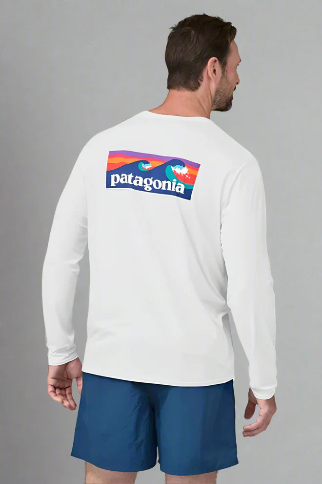 Patagonia Long Sleeve Cap Cool Daily Graphic Shirt Waters Boardshort Logo: White gallery