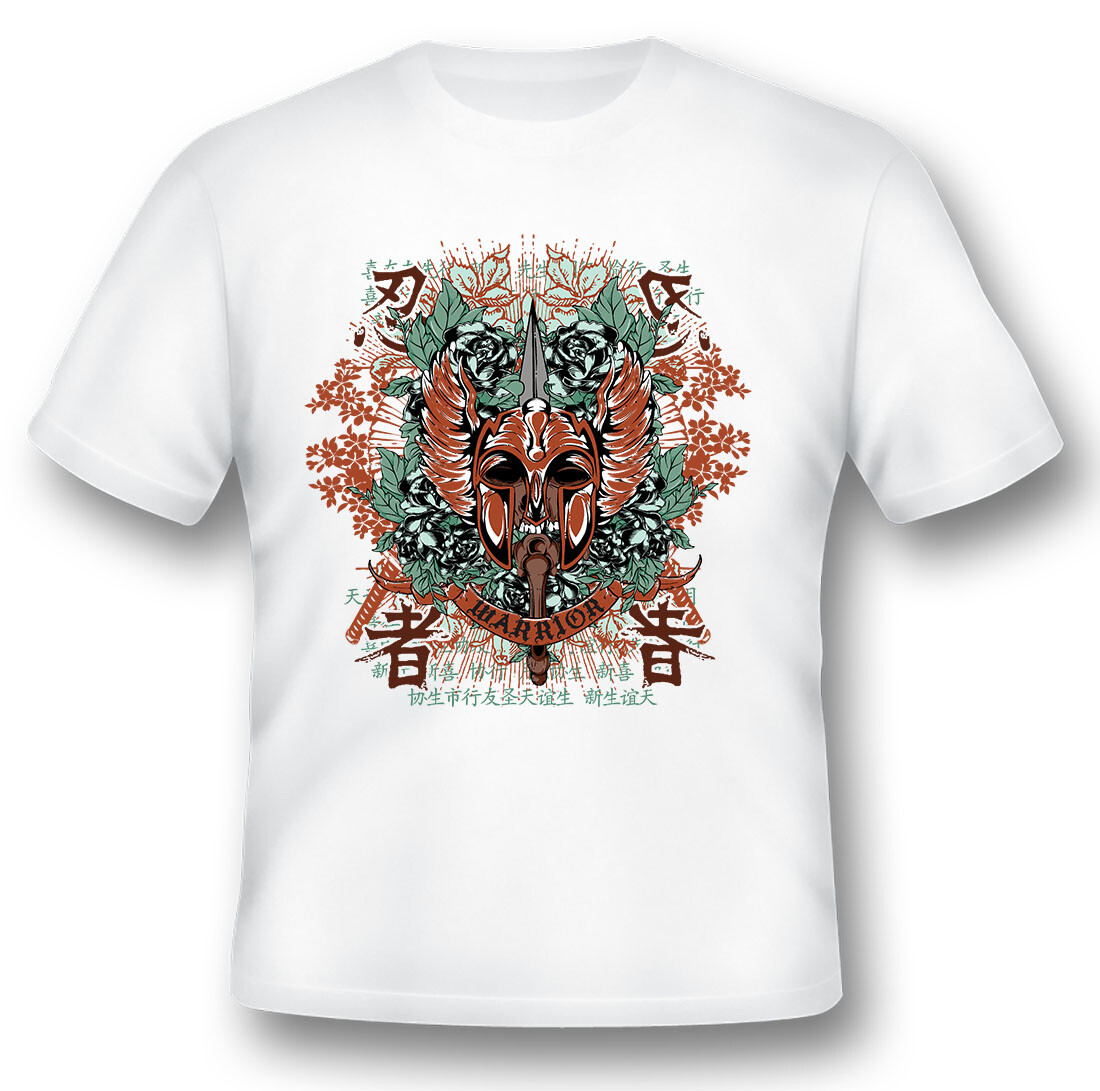 Warrior skull black or white tee shirt gallery