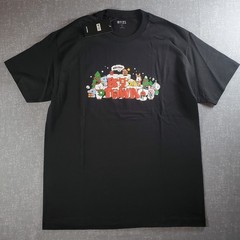 NWT BT21 BTS Christmas “BT21 Town” Line friends black graphic tee shirt k pop