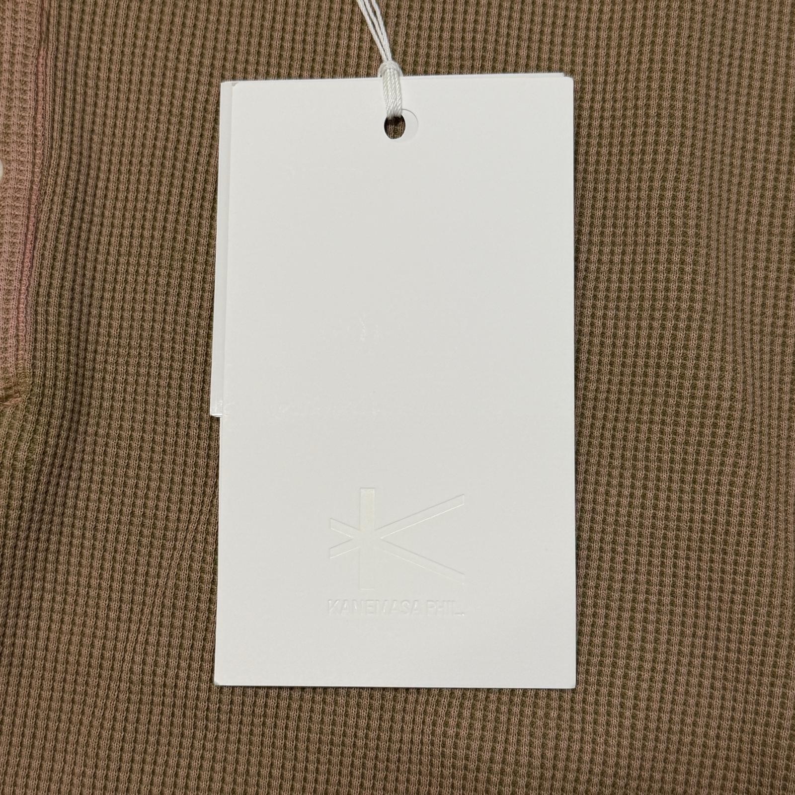 Unused KANEMASA PHIL. 18G Garment Dye Waffle KM25A-012 BEIGE(WILLOW GREEN) M gallery
