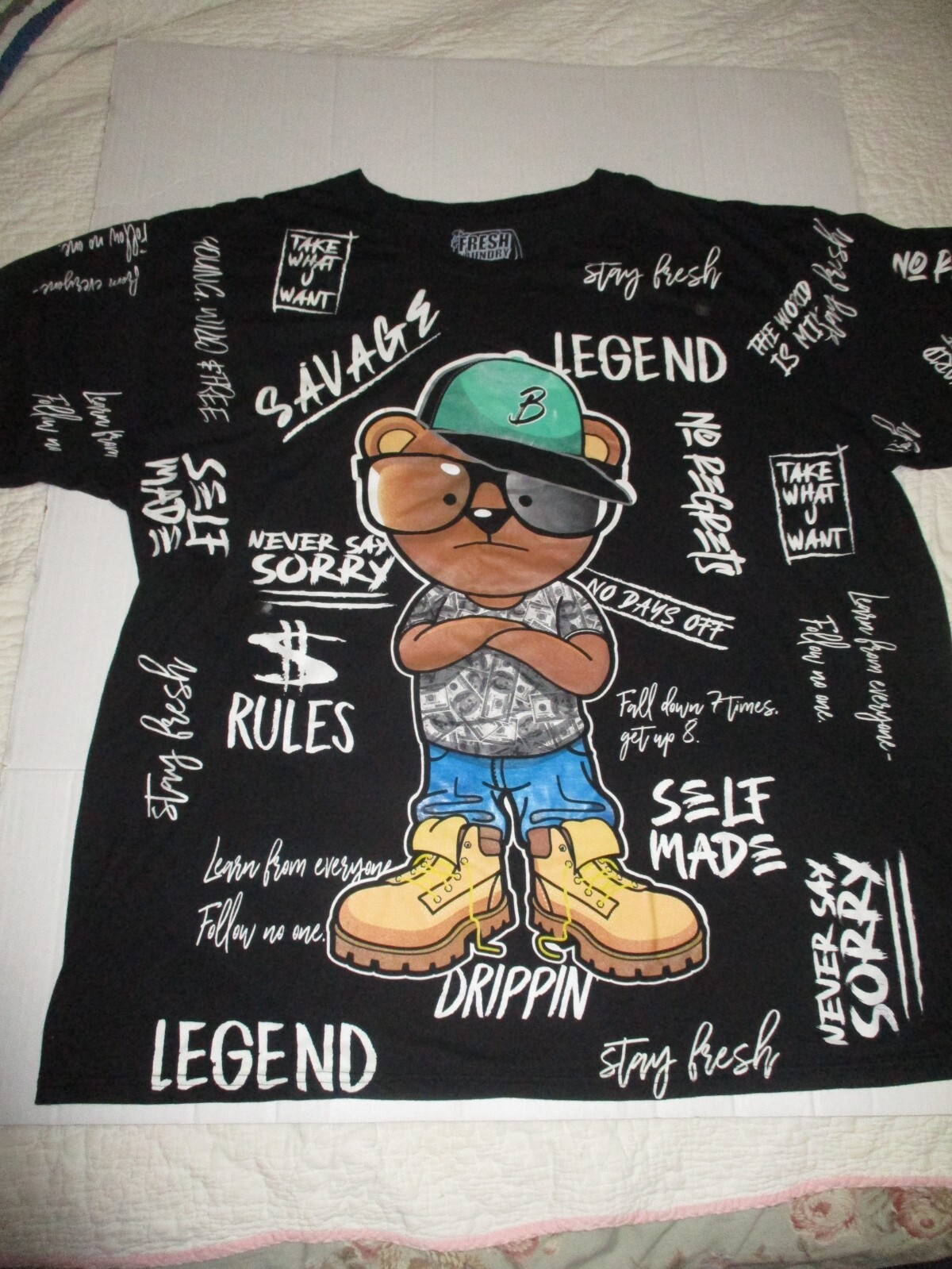 Fresh Laundry Bear Savage Legend 3XL Black Short Sleeve T-Shirt Graphic Design gallery