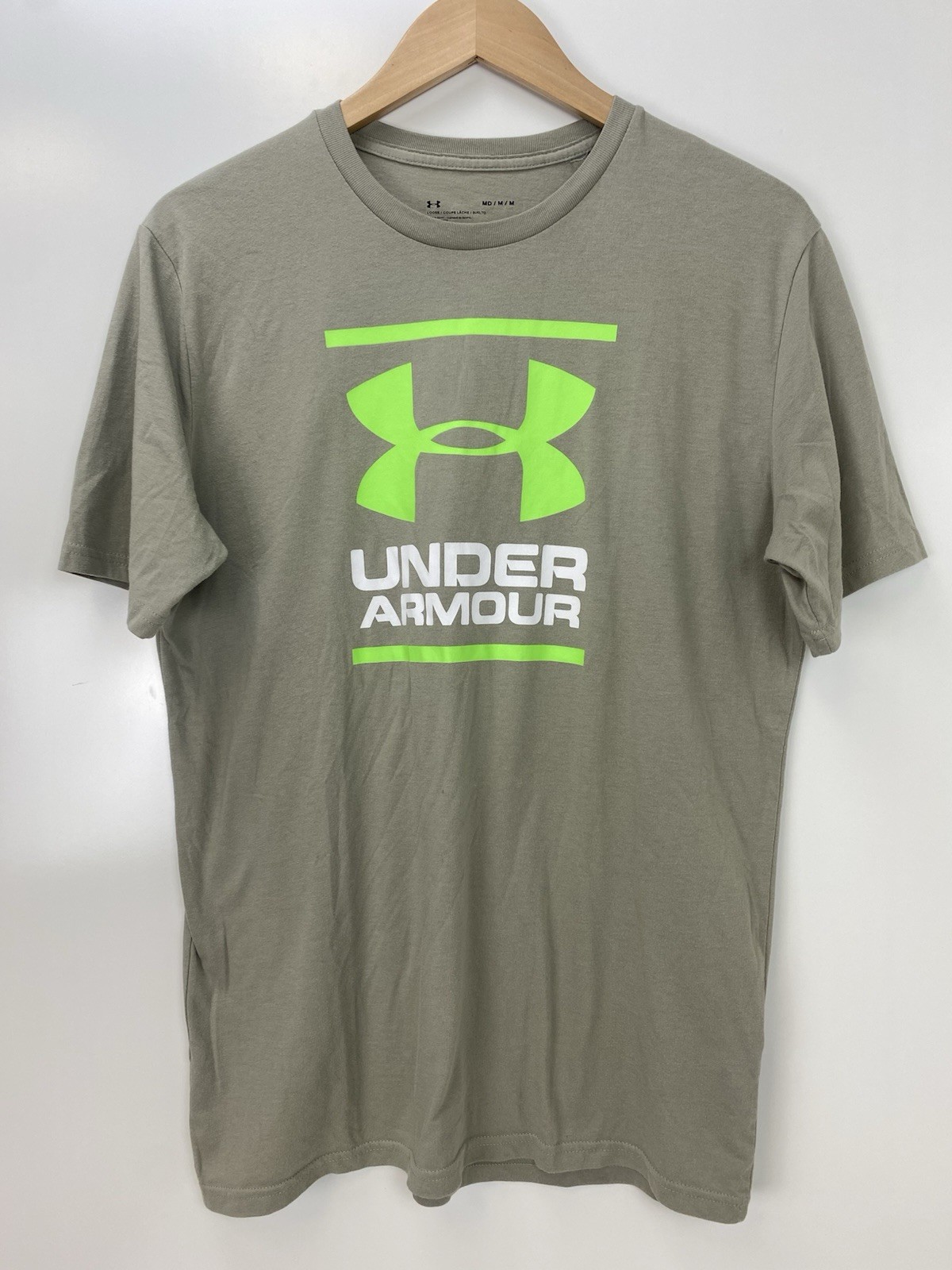 Under Armour Green/Gray Graphic Logo Crew Neck Short Sleeve Loose Tee Men M gallery