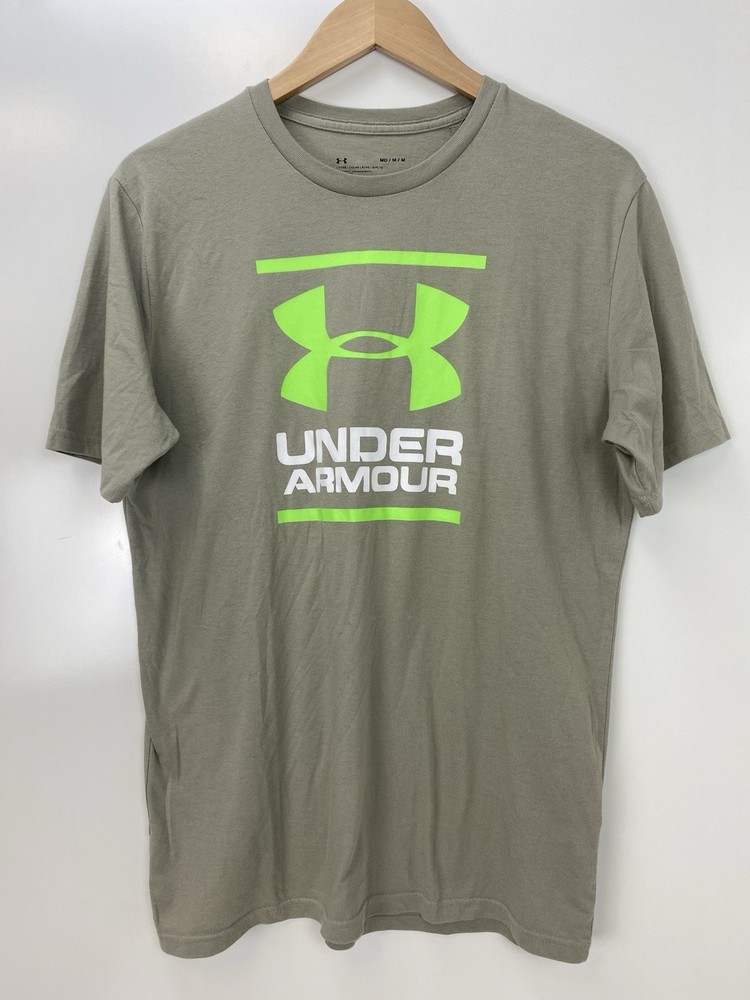 Under Armour Green/Gray Graphic Logo Crew Neck Short Sleeve Loose Tee Men M