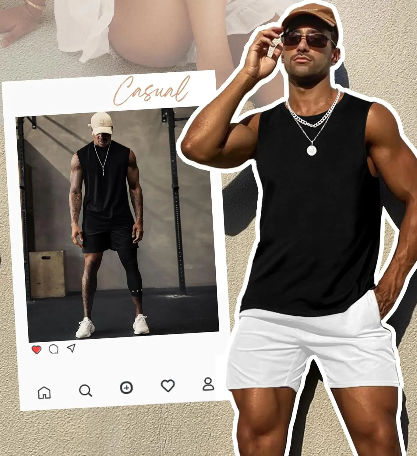 Men's Tank Tops Sleeveless Quick Dry Polyester Solid Color Summer Beach Sports gallery