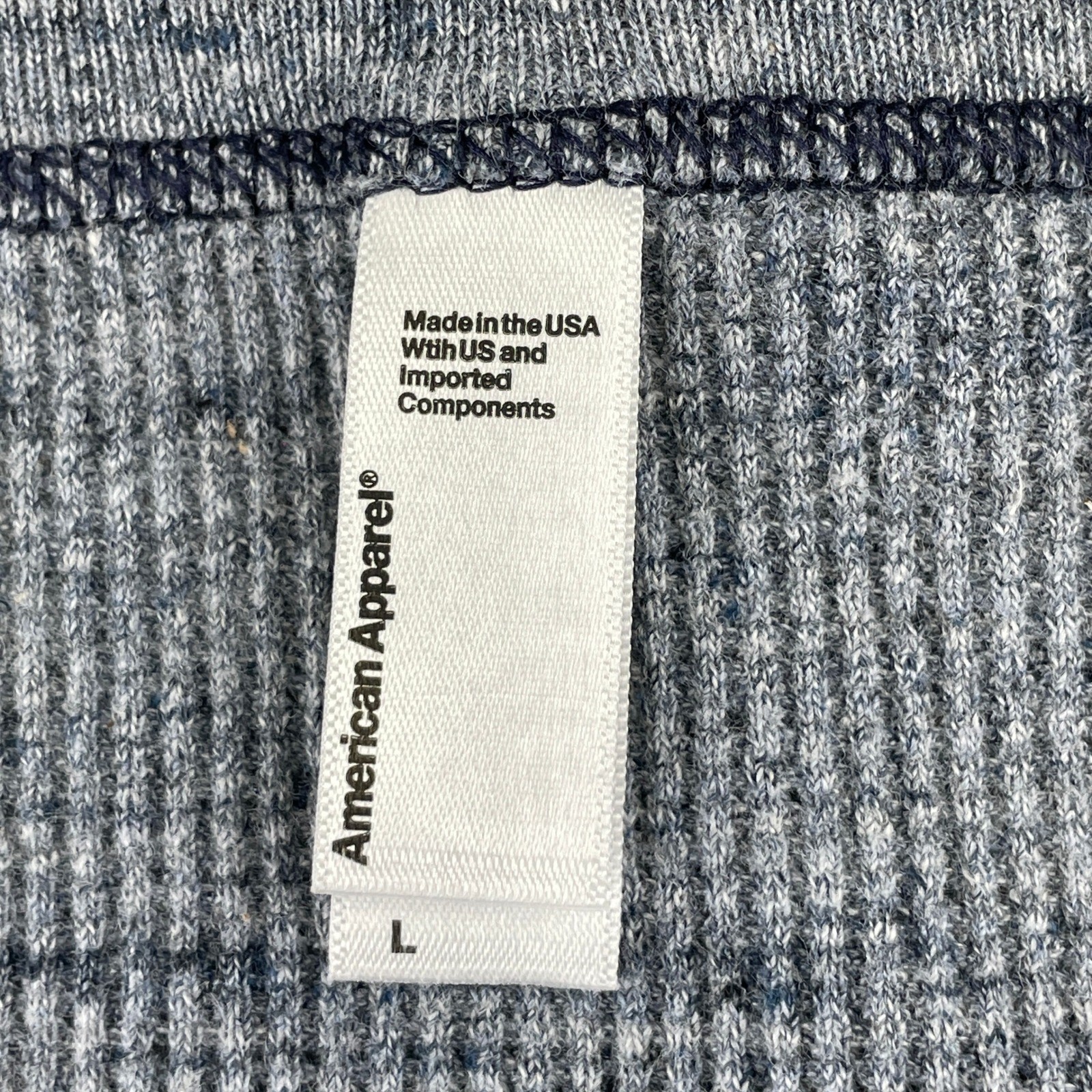 American Apparel Mens Short Sleeve Thermal TShirt L Heather Grey USA Made READ gallery