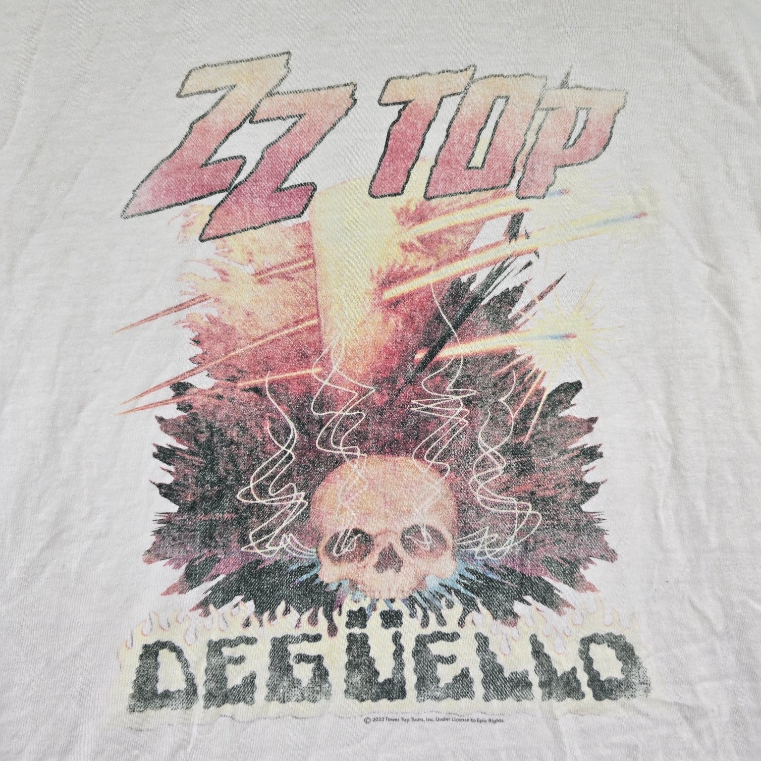 ZZ Top Deguello 2022 Tour Men's Cream L Ring-Spun Cotton T-Shirt Tultex 202 gallery