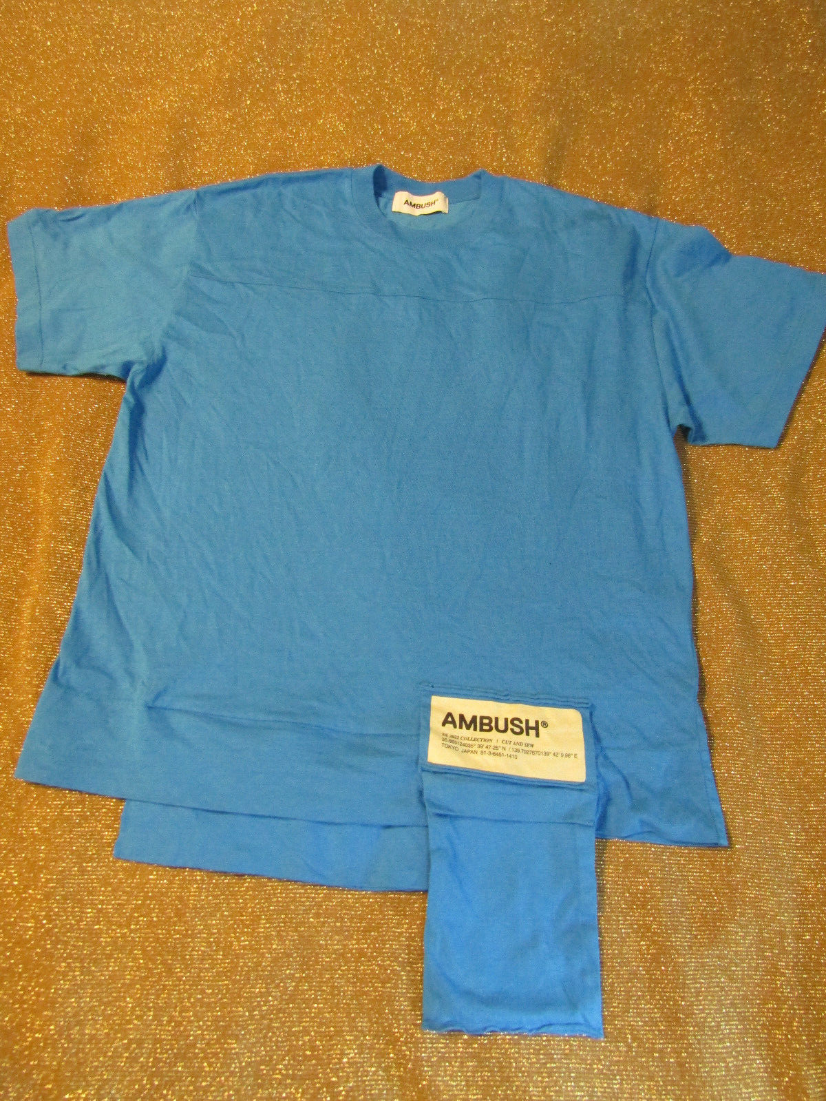 AMBUSH , Deep Wate Blue Packable Waist Pocket Short Sleeve T-shirt NWOT Sz Small gallery