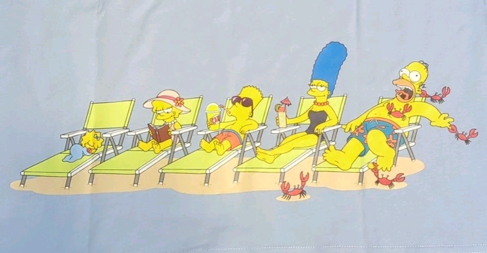 The Simpsons Large Men's Blue Doh! Beach Homer And Family Decaled T-Shirt NWT gallery