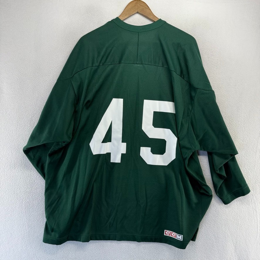 Vintage CCM Hockey Jersey Mens 2XL Green Blank Front Training 45 Long Sleeve 90s gallery