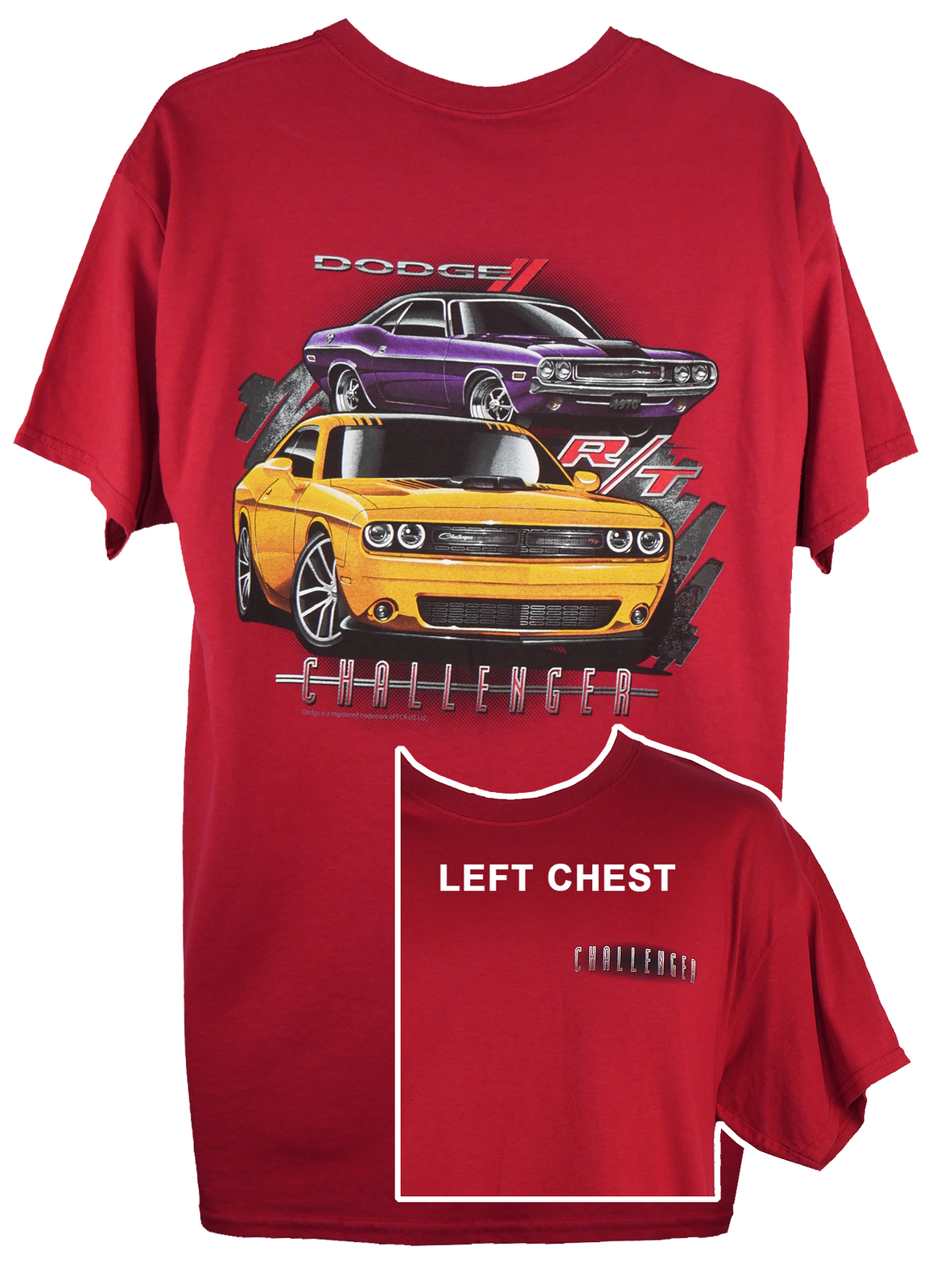 Dodge Challenger R/T Car Auto Graphic Cotton T-Shirt Red Official Licensed gallery