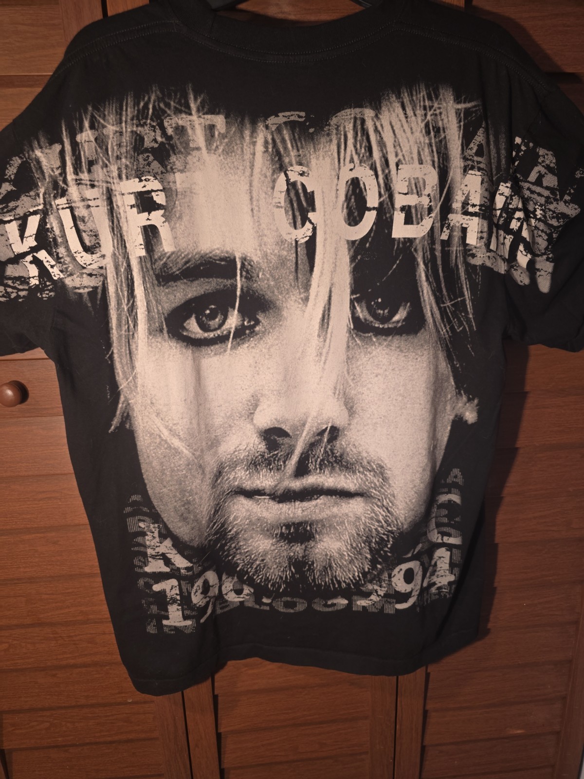 BOOTLEG 90s Kurt Cobain Nirvana All Over Print Memorial T-shirt Size XL gallery