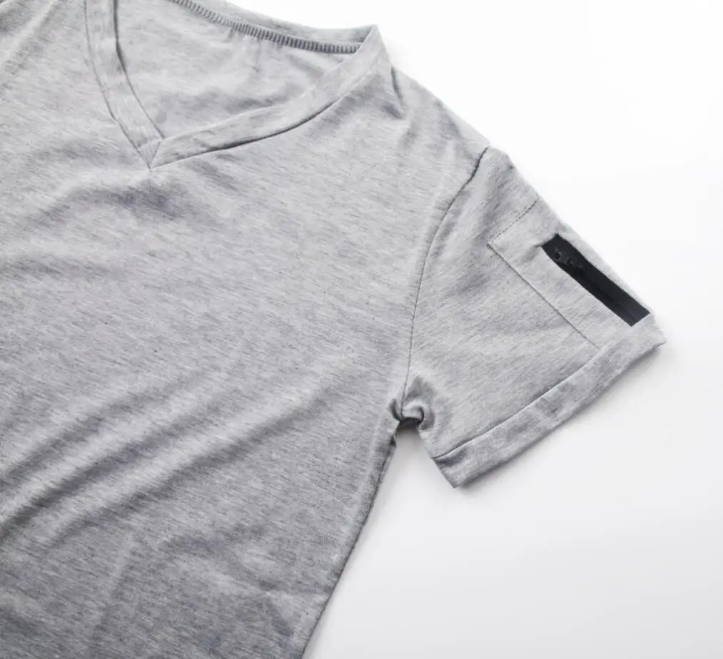 2025 Brand Quality Cotton Men T-shirt V-neck Fashion Design Slim Fit Soild gallery
