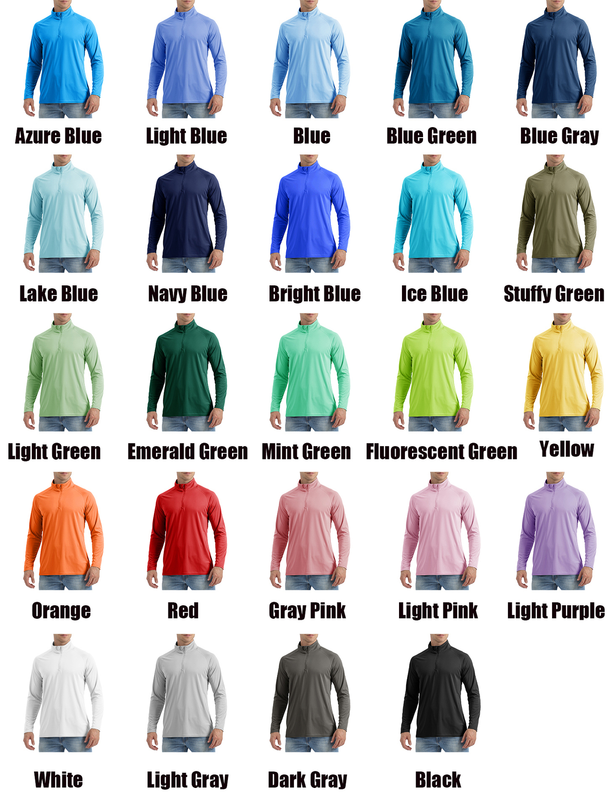 Mens UPF50+ Long Sleeve T-Shirts 1/4 Zip Up Quick Drying Sun Shirts Fishing Tops gallery