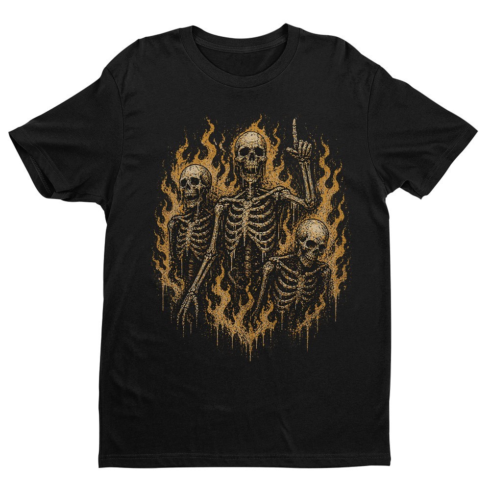 Retro Skeletons On Fire Unisex T-shirt | Gothic Skull Lover Gifts for Men gallery