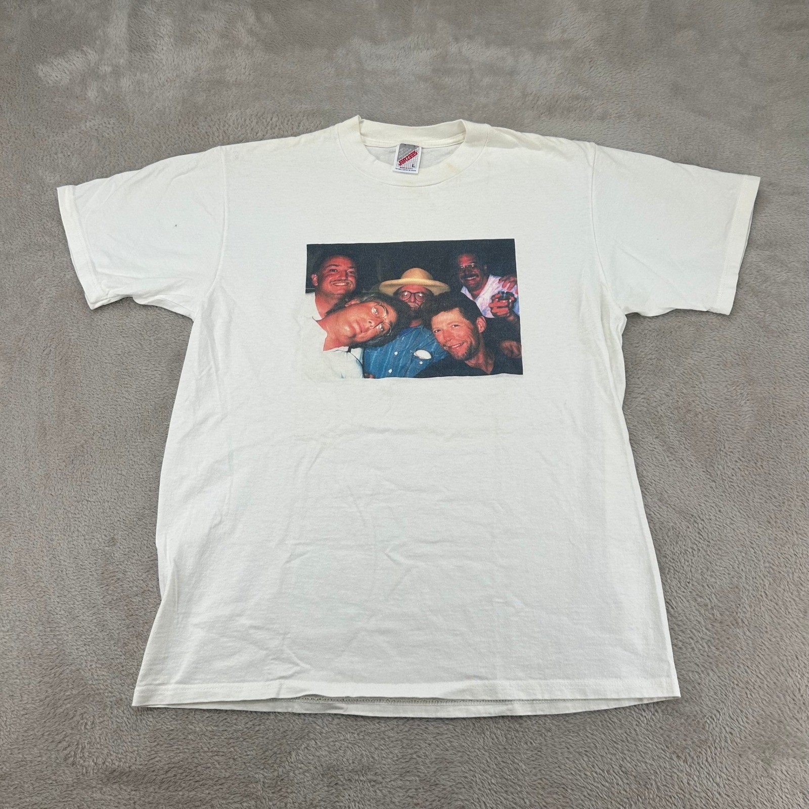 Vintage 90s Jerzees Photographic Print Shirt Mens Large White Cotton USA gallery