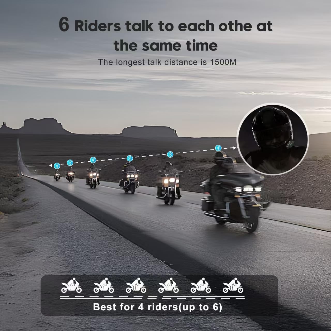 SKYVENT Q4 Motorcycle Bluetooth Communication System Headset One Size, Black
