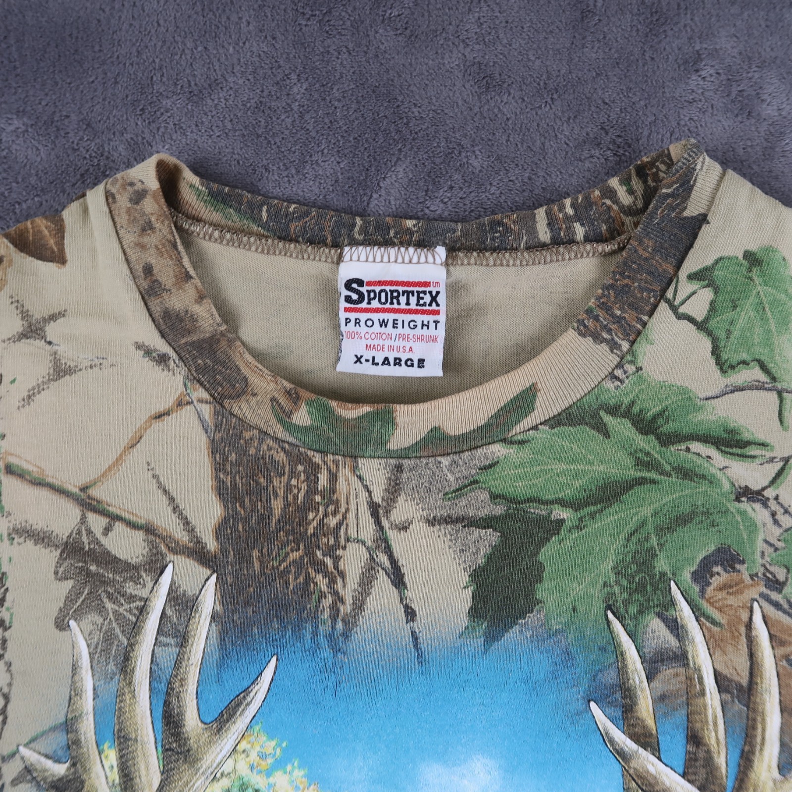 Vintage 90s Real Tree Camo XL Deer Graphic Animal Classic Outdoor T Shirt gallery