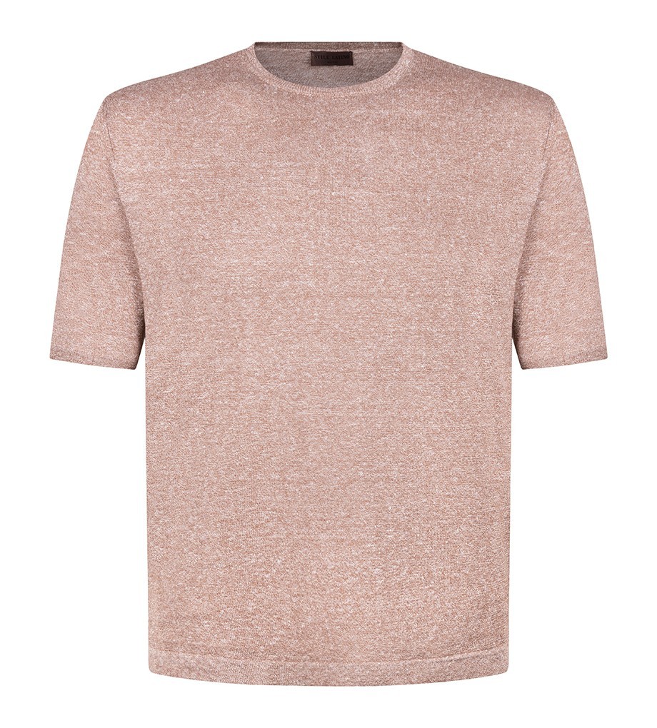 STILE LATINO t-shirt linen cotton EU 56 US 46 light brown melange normal fit gallery