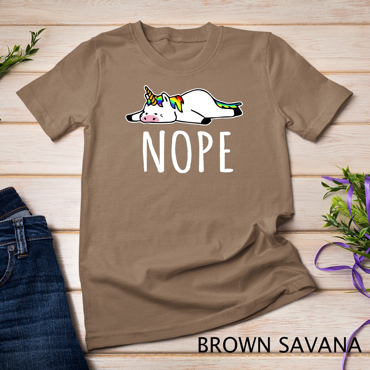 Nope Unicorn T-Shirt Nah Not Gonna Do It, Funny Lazy Gift Unisex T-shirt gallery