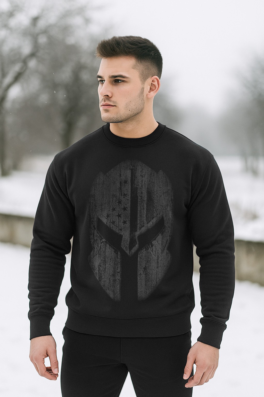 American Flag Spartan Helmet Sweatshirt | Patriotic Warrior Crewneck gallery