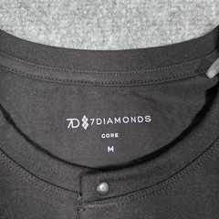 7 Diamonds Core Henley Men’s M Black Performance Lightweight Shirt Long Sleeve