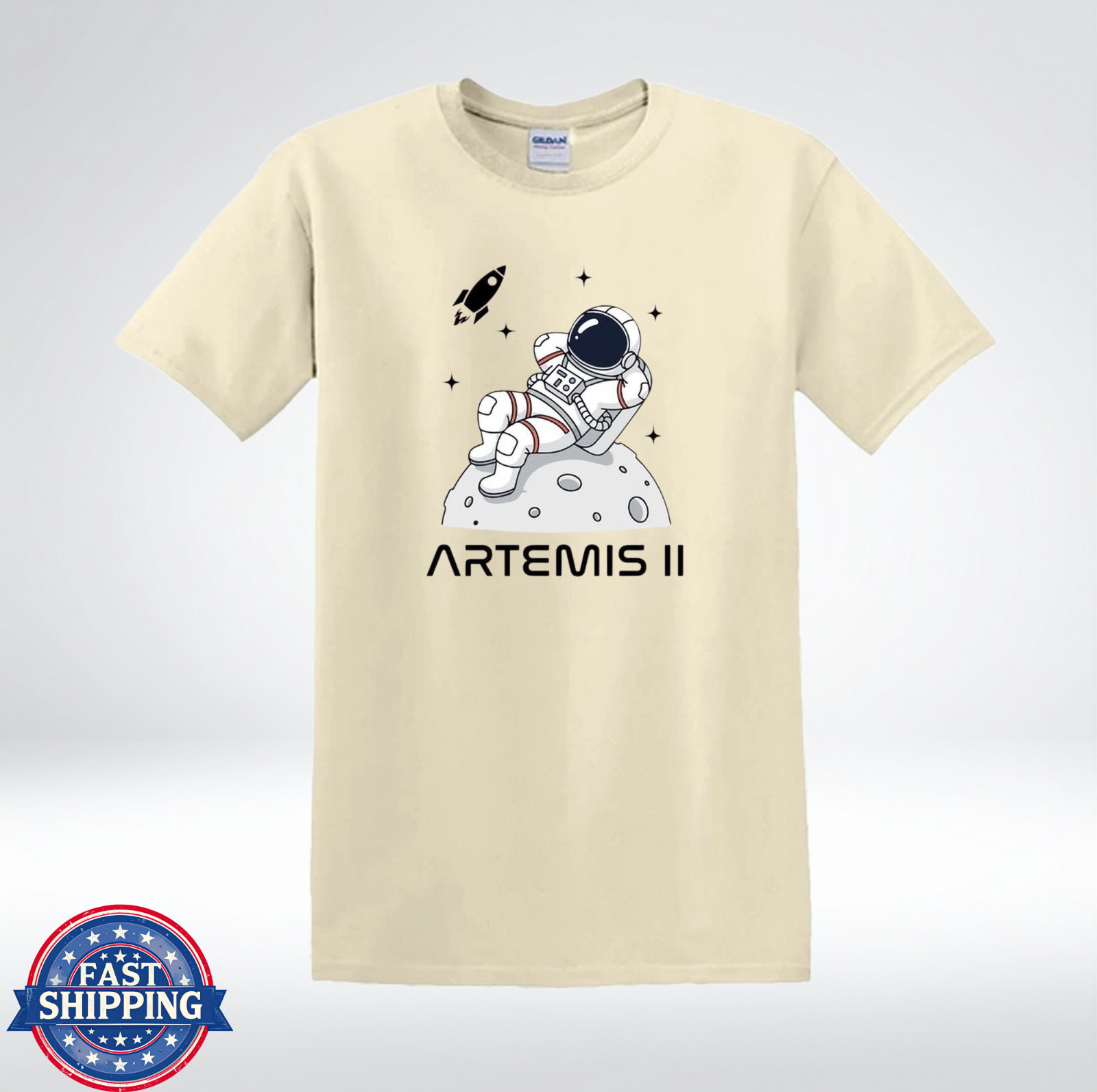 Artemis II Astronaut On Moon Funny Space Relax Graphic T-Shirt gallery