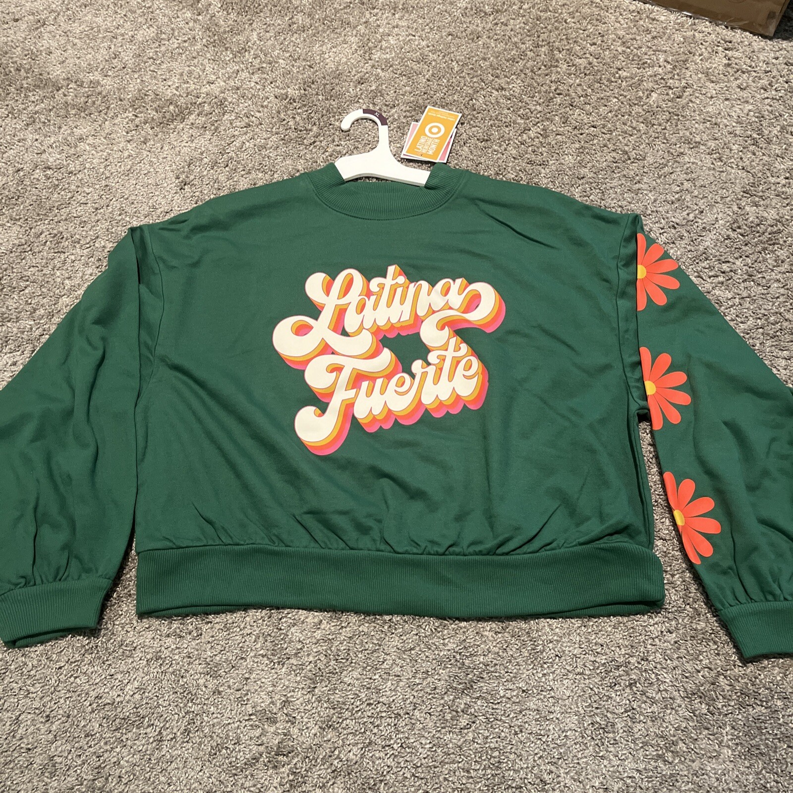 Latino Heritage Month Women Shirt “Latina Fuerte" XL Green Long Sleeve Target gallery