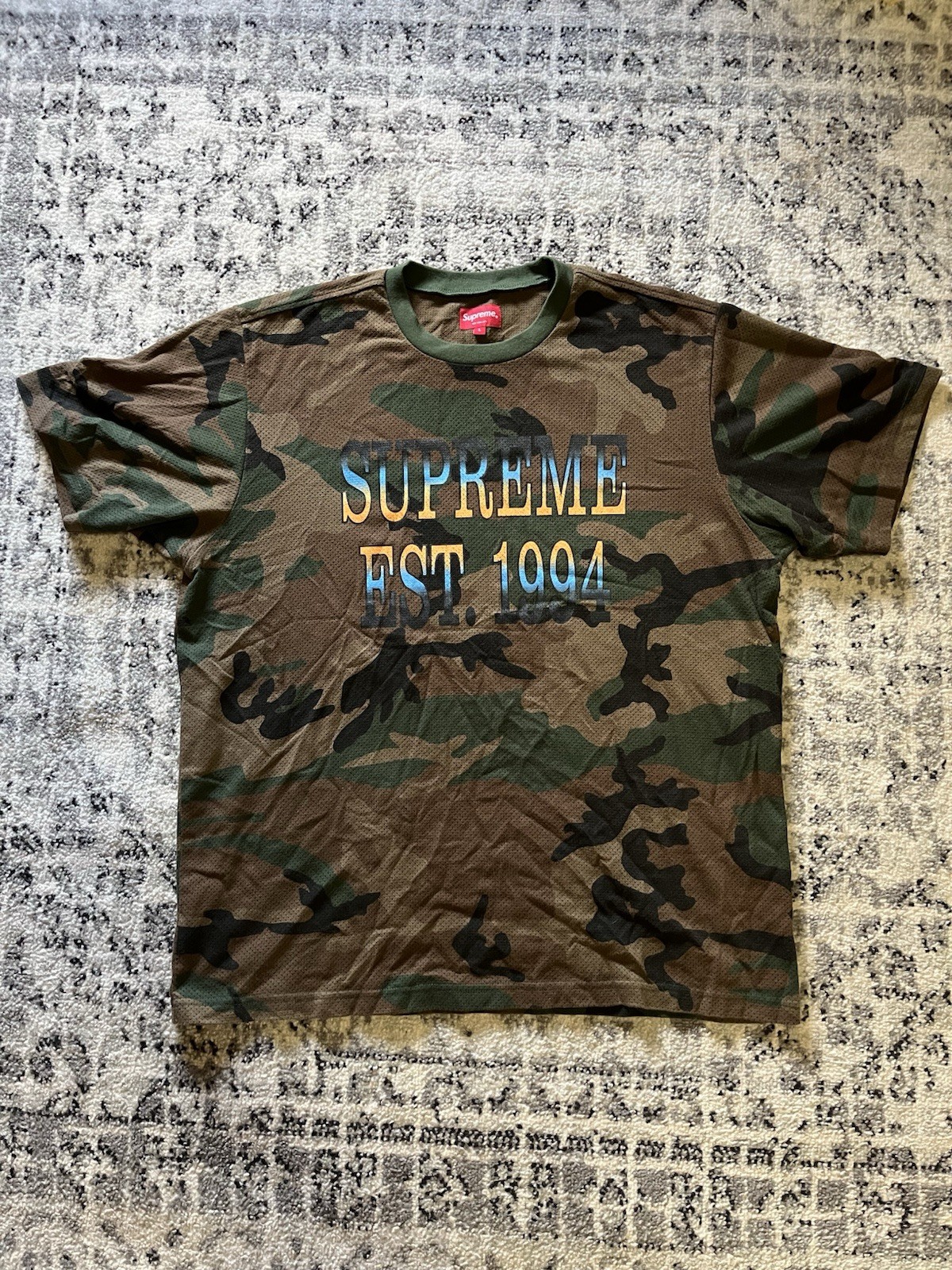 Supreme Cotton Mesh Gradient Logo Top Woodland Camo SS20 gallery