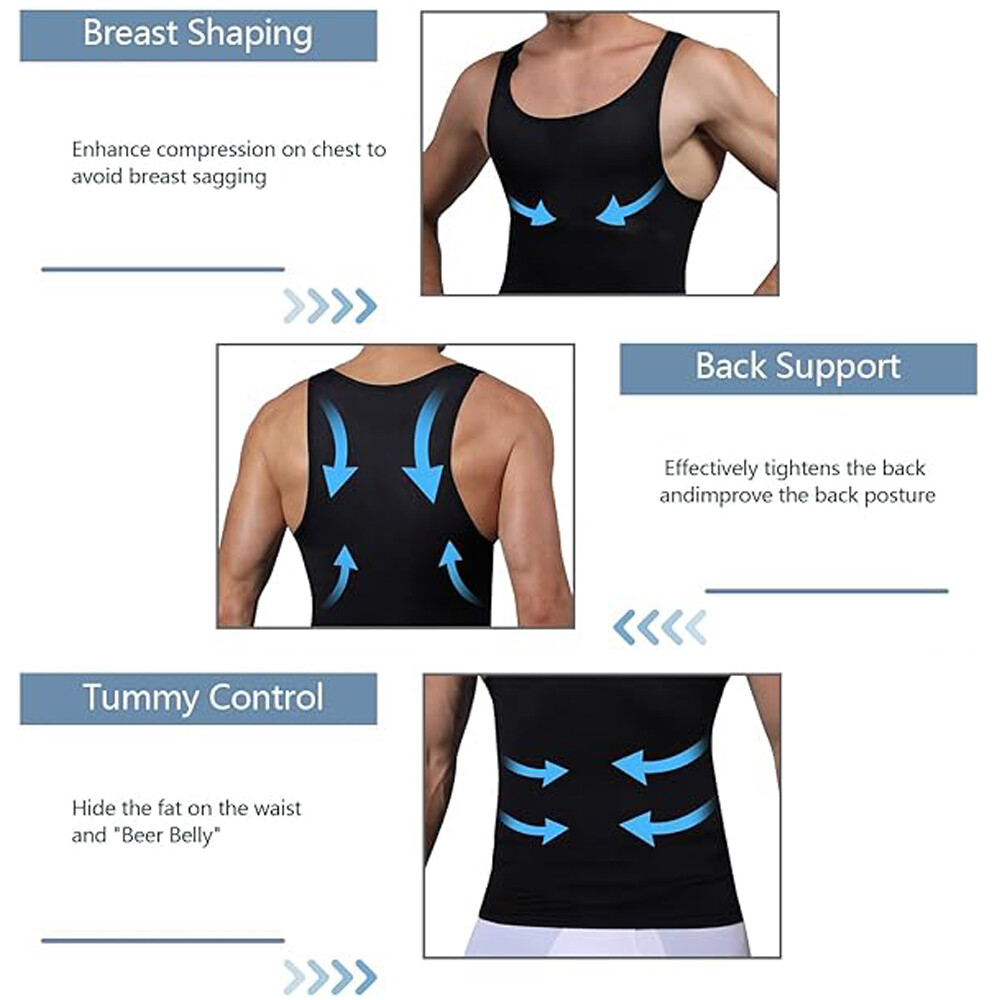 Mens Slim Shaper Body Vest Chest Belly Waist For Man Boobs Compression Tank Tops gallery