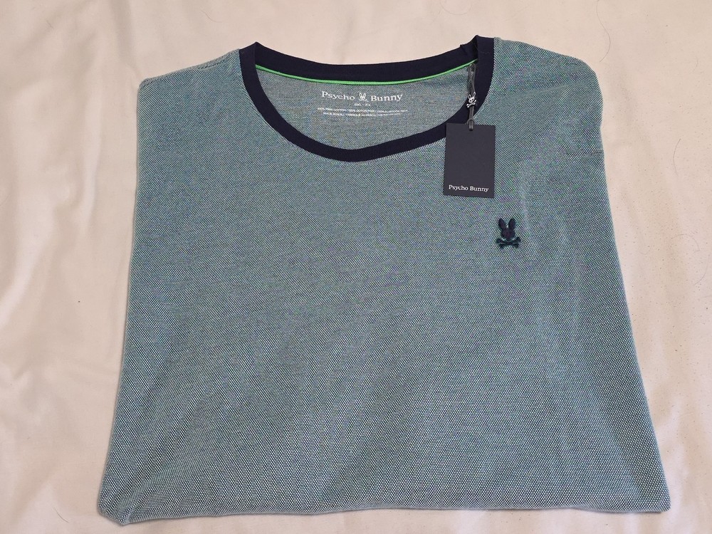 NEW Psycho Bunny Big & Tall Quinton Textured Pique Green Combo S/S Tee SZ 6XL
