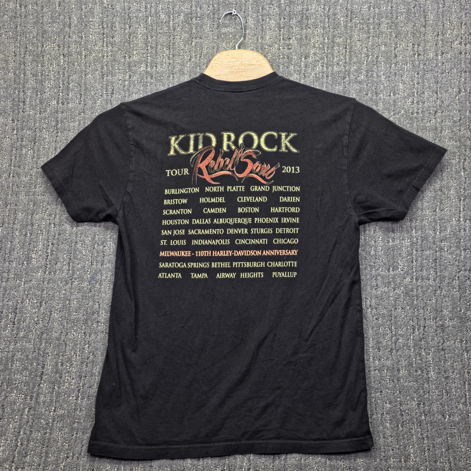 Kid Rock Rebel Soul Tour 2013 T-Shirt Large Harley Davidson 110th Skull Wings gallery