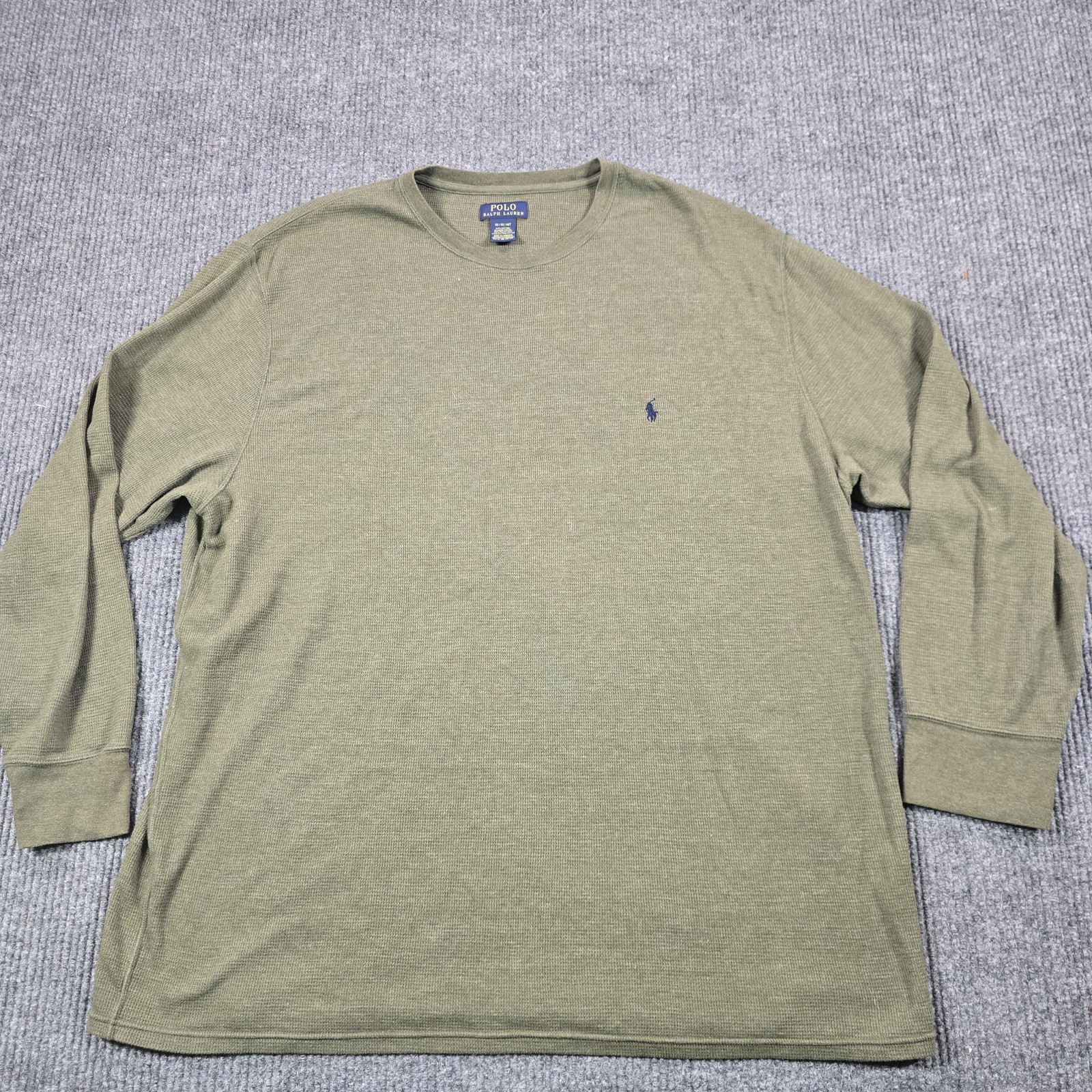 Polo Ralph Lauren Shirt Mens 4X Green Long Sleeve Waffle Crewneck Pony Logo gallery