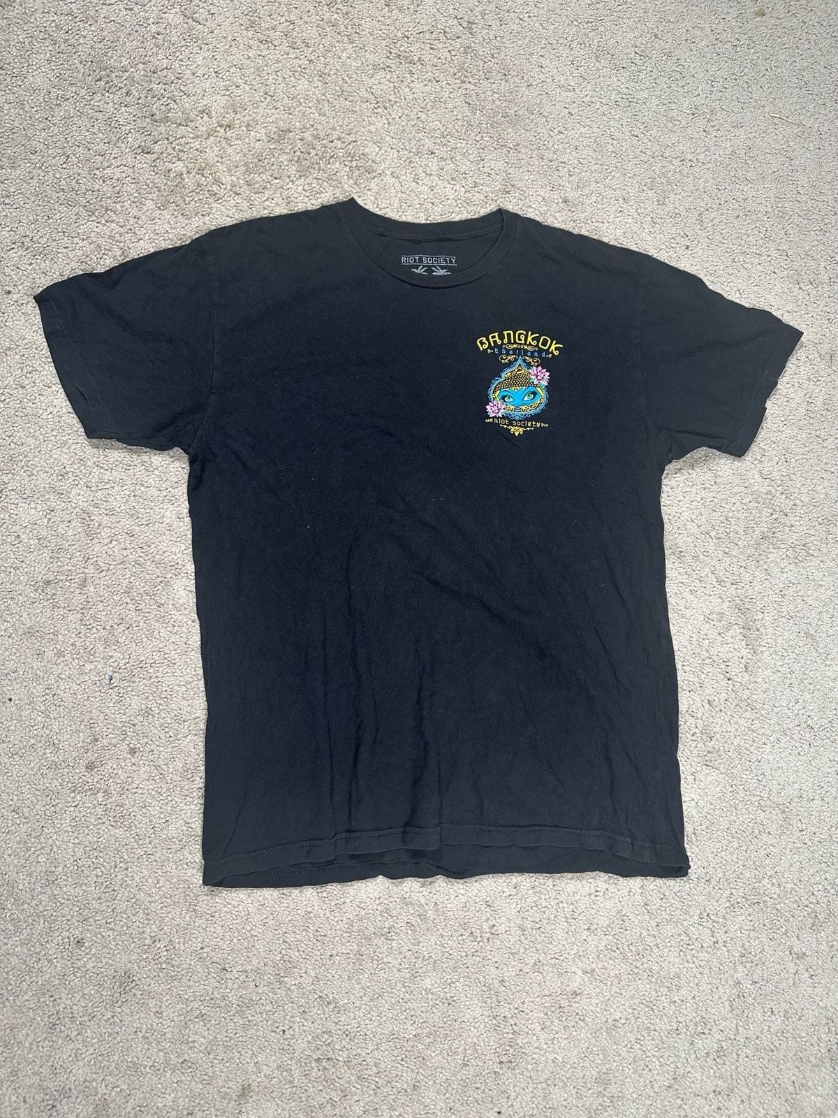 Riot Society Bangkok Thailand Graphic T-Shirt Black Size Large gallery