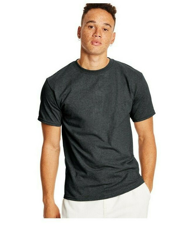 Hanes Mens Premium T-Shirt Crew Neck M MED Charcoal Gray Heather Cotton Blend gallery