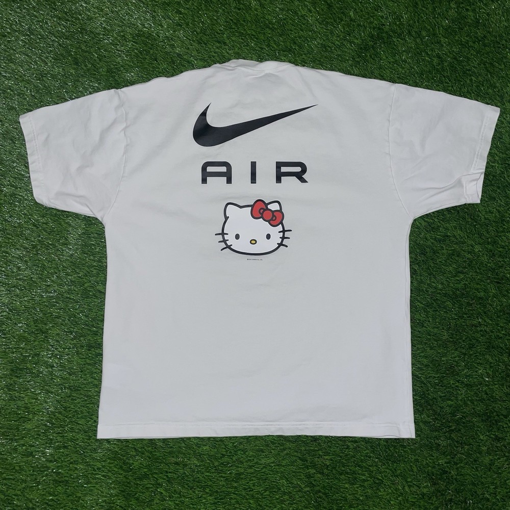 Nike Air Hello Kitty White Tshirt Size Large DR6074-100 Sanrio Co White Swoosh