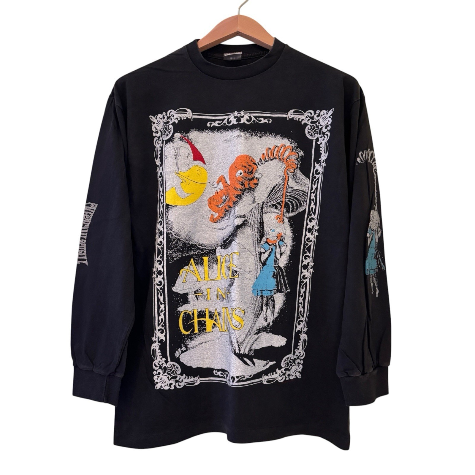 Vintage Alice In Chains Wonderland Black Long Sleeve 90s Band Sz L Shirt REPRINT