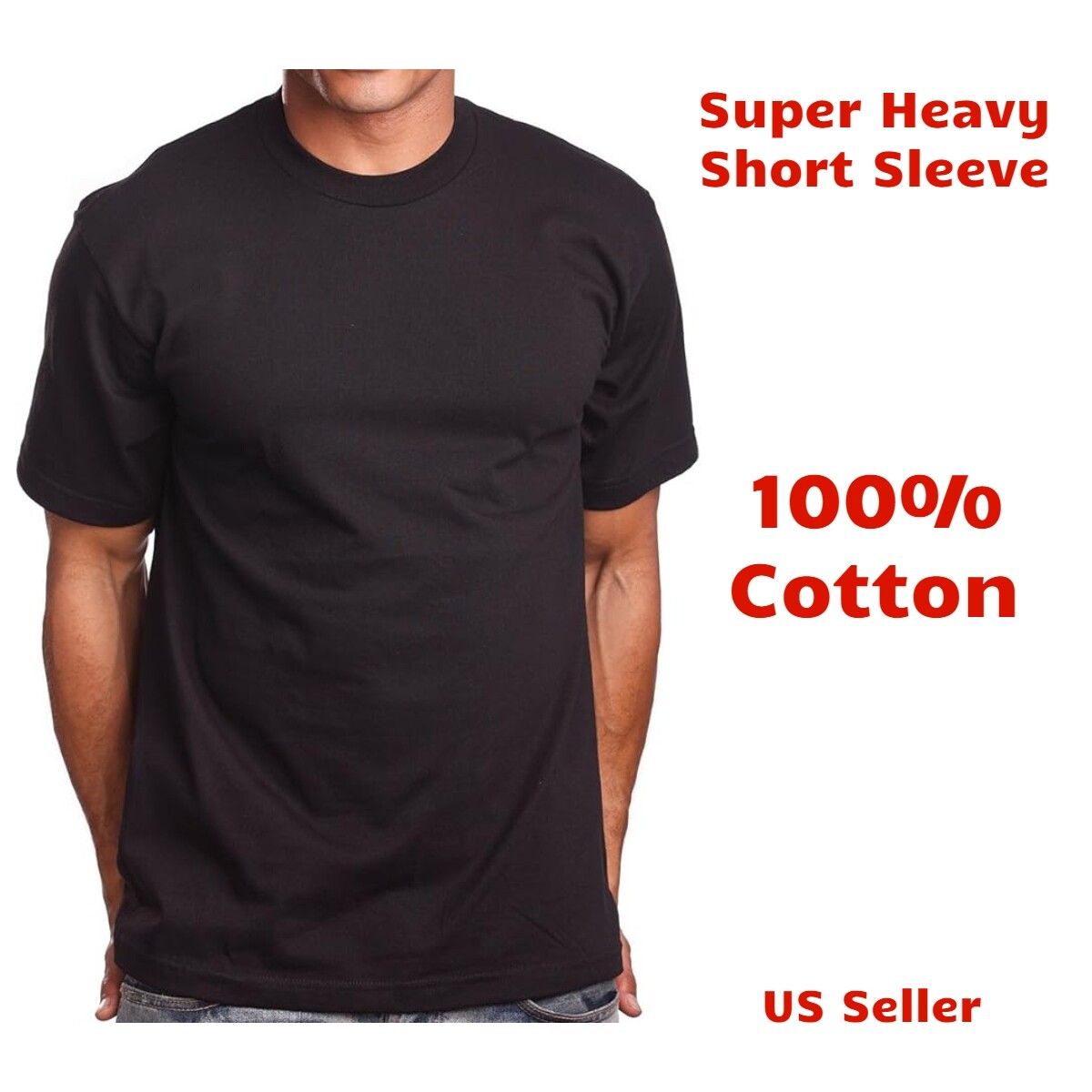 Pro5 Heavy Duty Crew Neck Men's T Shirt Short Sleeve Black 100% Cotton M-XXL gallery