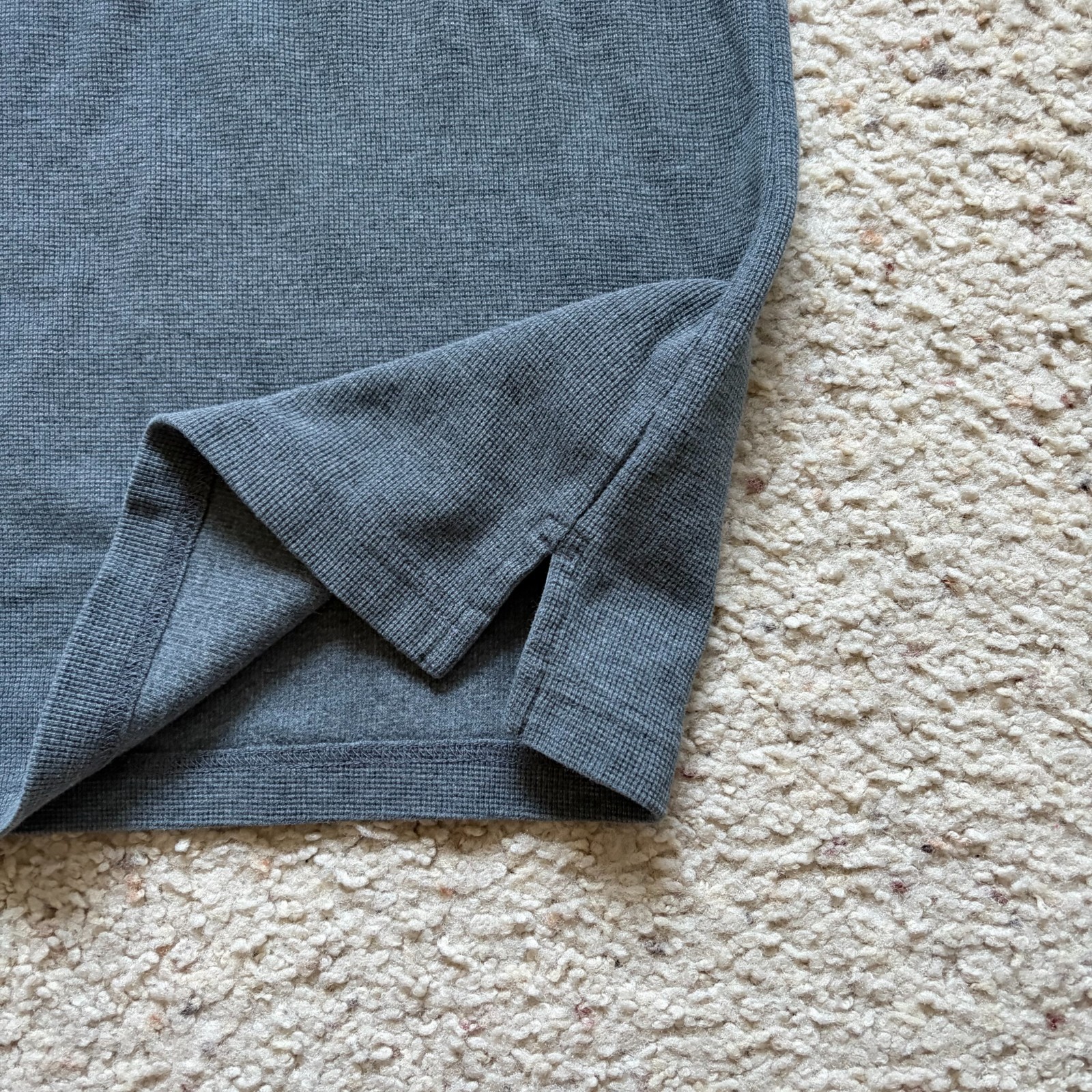 L.L. Bean 3 Button Waffle Knit Long Sleeve Henley Shirt Mens M Grey Slim 502225 gallery