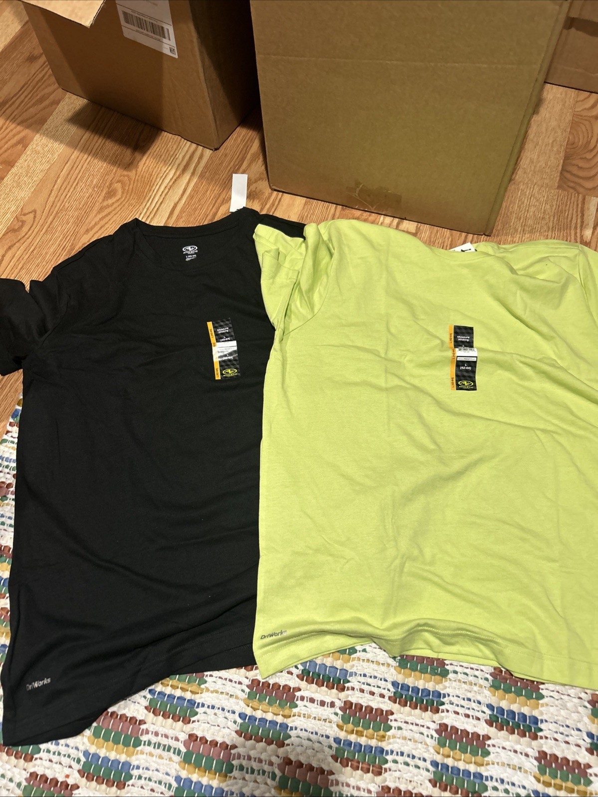 (2) Athletic Works Shirt Mens Large Moisture Wicking Crew Tee Black and Green gallery