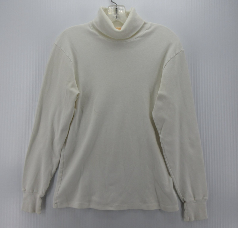 VGT LL Bean Duofold Shirt Men Medium White Base Layer Turtleneck Hiking 80s *