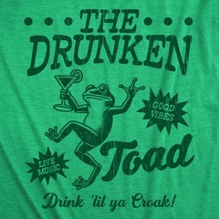 Mens Funny T Shirts The Drunken Toad Sarcastic Bar Graphic Novelty Tee for Men